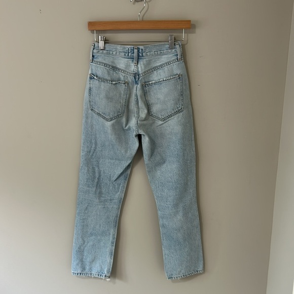 Agolde Riley High Rise Straight Crop in Blitz Button Fly Light Wash Sz 24 - Picture 8 of 16